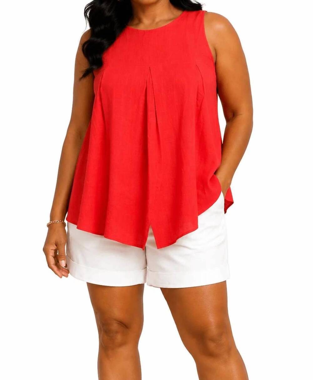 NEW PINCH pleated sleeveless top in red